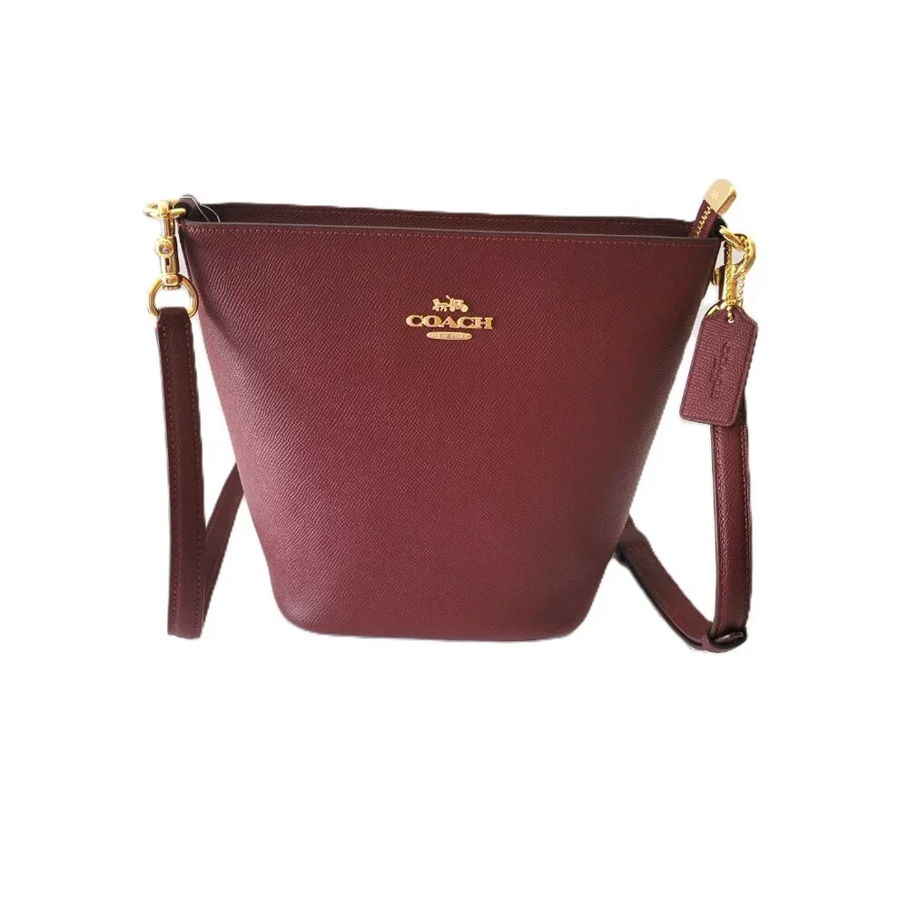 Coach CCL34 Crossgrain Leather Logan Duffle Bag Crossbody handbag Dark Wine - Picture 2 of 7